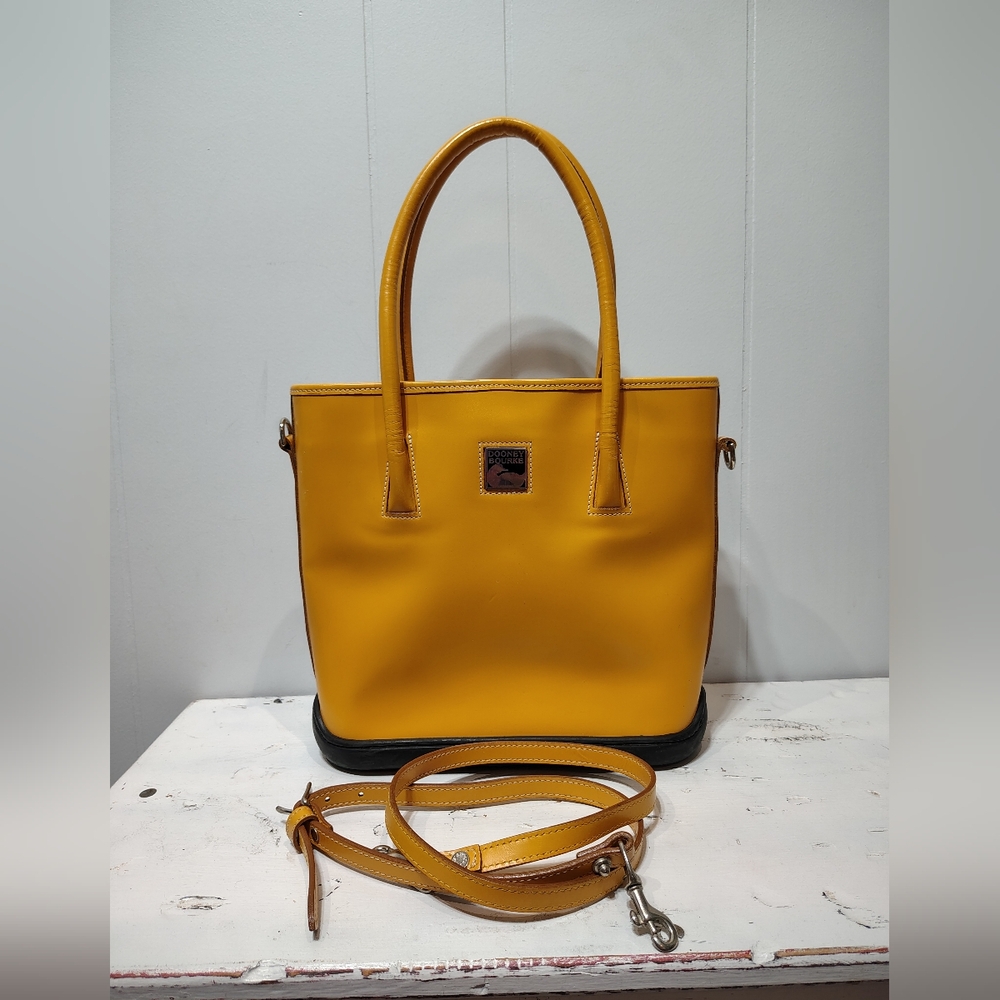 Dooney & Bourke Parasol Leather Tote Yellow Crossbody Bag Rare Colorway